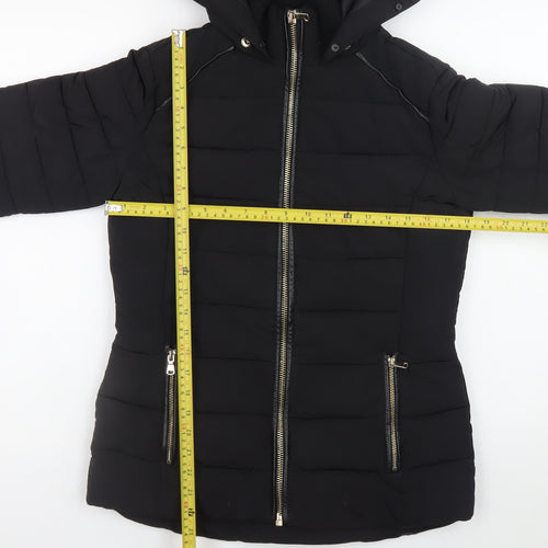 Miss Selfridge Women’s Black Hooded Puffer Jacket Size 8