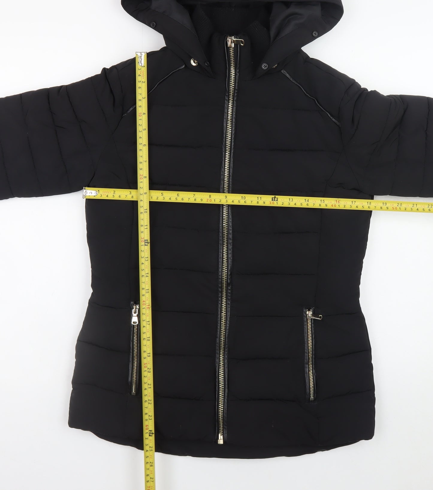 Miss Selfridge Women’s Black Hooded Puffer Jacket Size 8