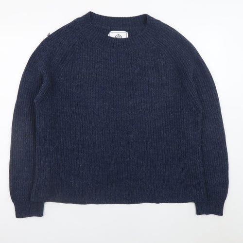 TOG24 Womens Blue Wool Blend Crew Neck Knit Jumper Size 14
