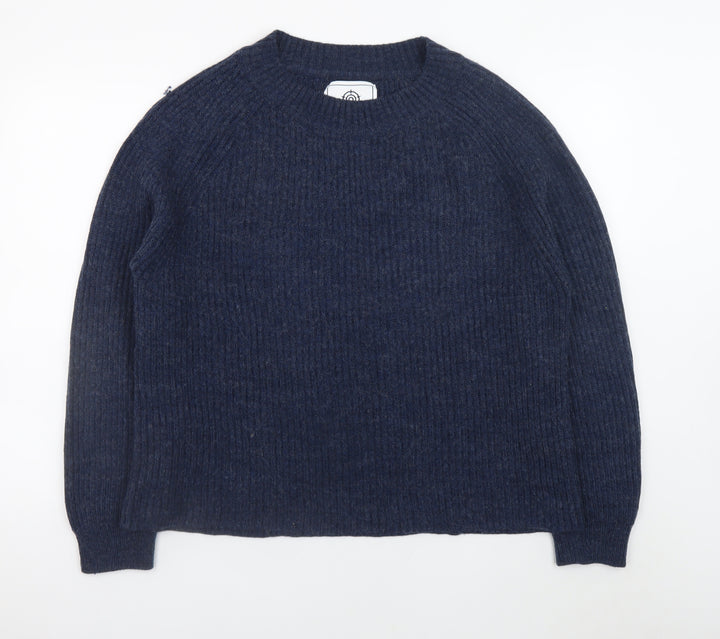 TOG24 Womens Blue Wool Blend Crew Neck Knit Jumper Size 14