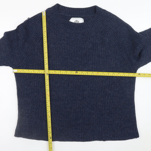 TOG24 Womens Blue Wool Blend Crew Neck Knit Jumper Size 14
