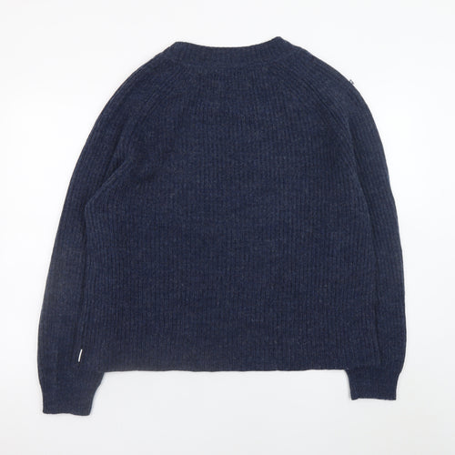 TOG24 Womens Blue Wool Blend Crew Neck Knit Jumper Size 14