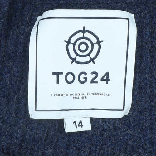 TOG24 Womens Blue Wool Blend Crew Neck Knit Jumper Size 14
