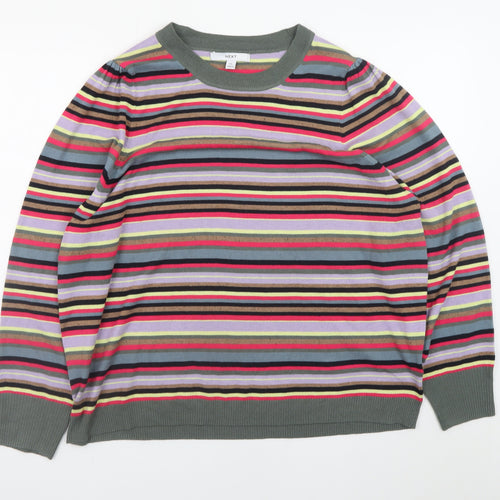 Next Women's Multicoloured Striped Crew Neck Pullover Jumper XL