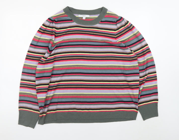 Next Women's Multicoloured Striped Crew Neck Pullover Jumper XL