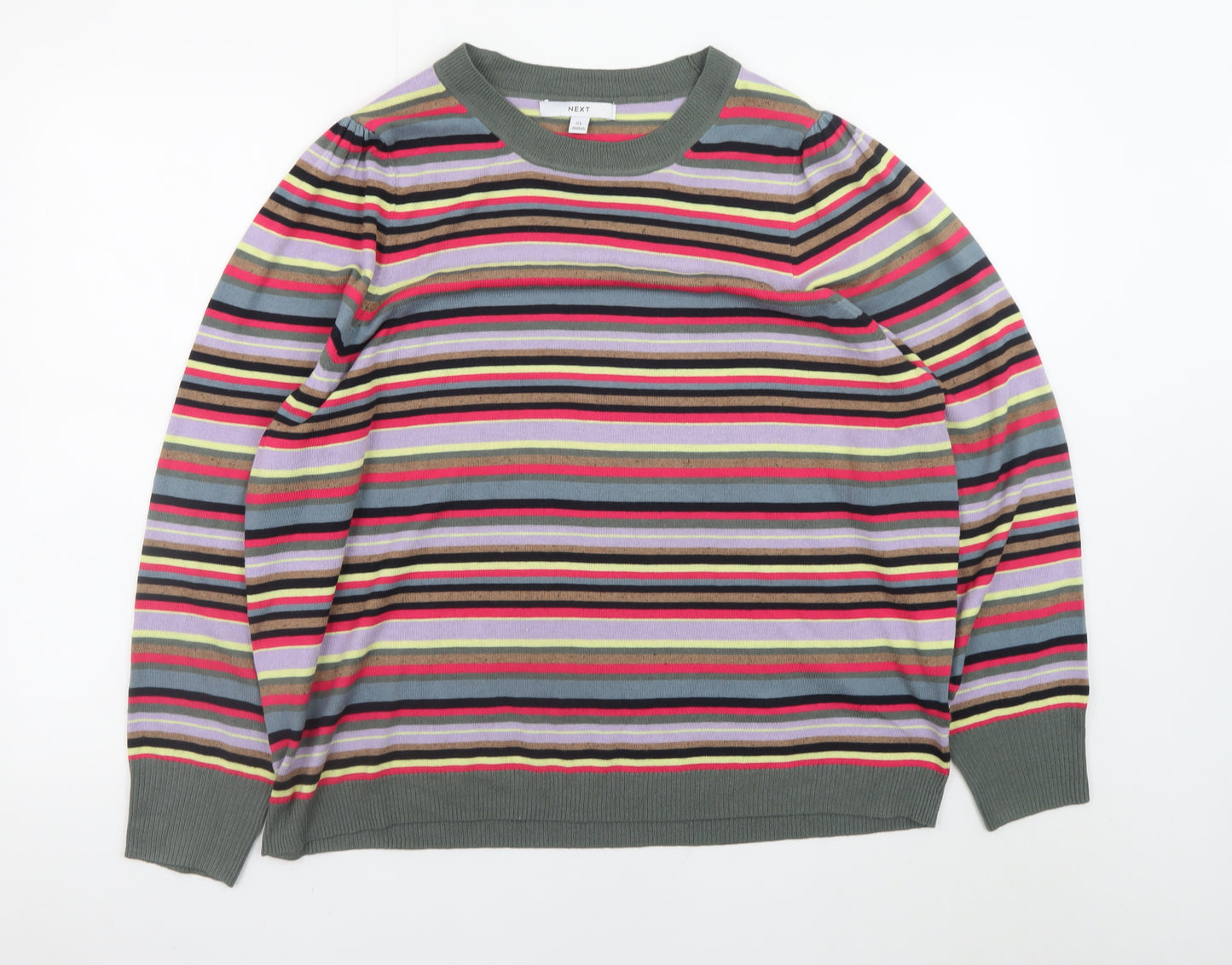 Next Women's Multicoloured Striped Crew Neck Pullover Jumper XL