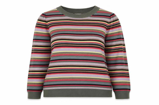 Front view of Next Women's Multicoloured Striped Crew Neck jumper XL
