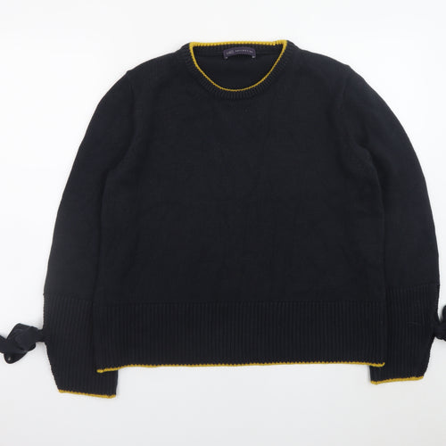 Marks and Spencer Women's Black Crew Neck Knit Bow Jumper Size L