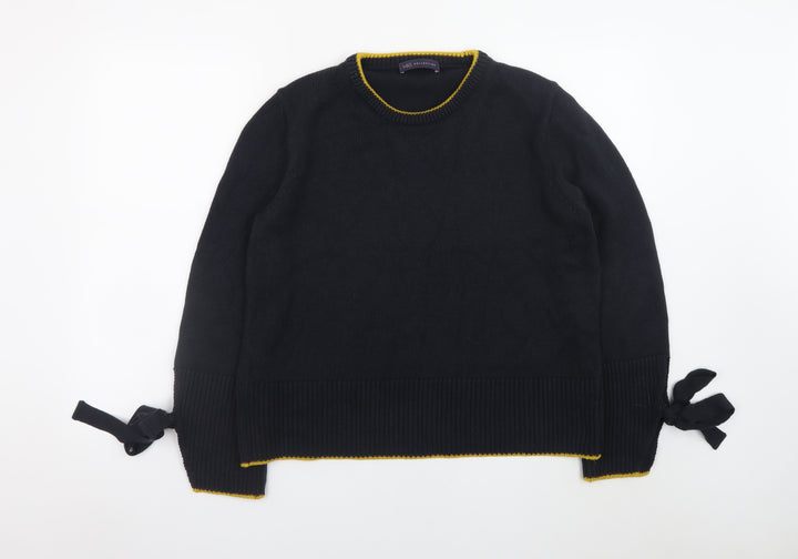 Marks and Spencer Women's Black Crew Neck Knit Bow Jumper Size L