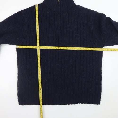 Marks and Spencer Men’s Blue 2XL Ribbed Half Zip Jumper