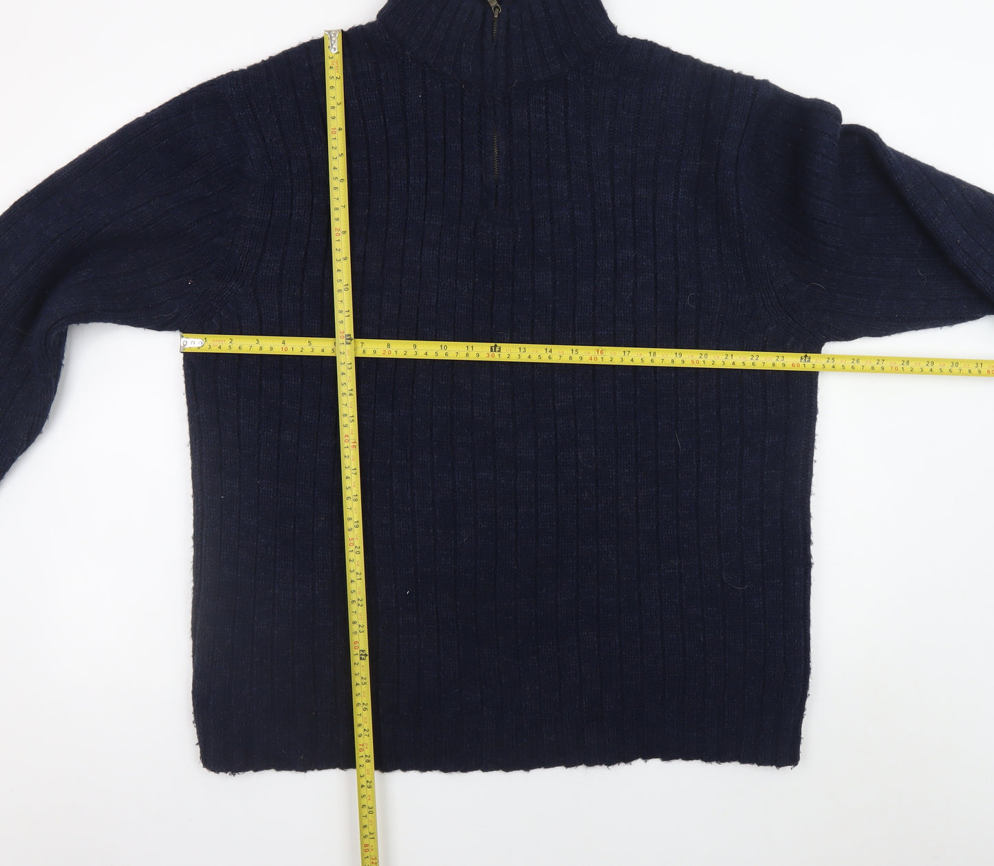 Marks and Spencer Men’s Blue 2XL Ribbed Half Zip Jumper