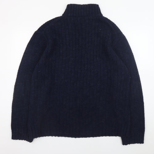 Marks and Spencer Men’s Blue 2XL Ribbed Half Zip Jumper