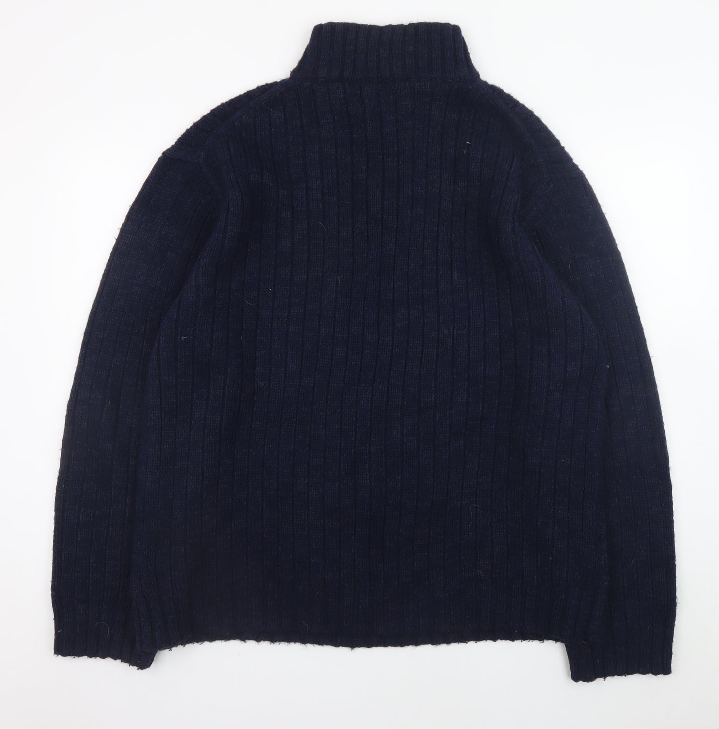 Marks and Spencer Men’s Blue 2XL Ribbed Half Zip Jumper