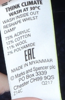 Marks and Spencer Men’s Blue 2XL Ribbed Half Zip Jumper