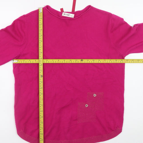 EVIS Womens Pink Long Sleeve Crew Neck Knit Jumper S