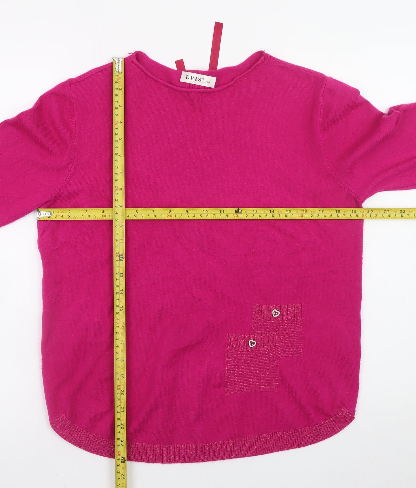 EVIS Womens Pink Long Sleeve Crew Neck Knit Jumper S