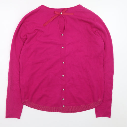EVIS Womens Pink Long Sleeve Crew Neck Knit Jumper S