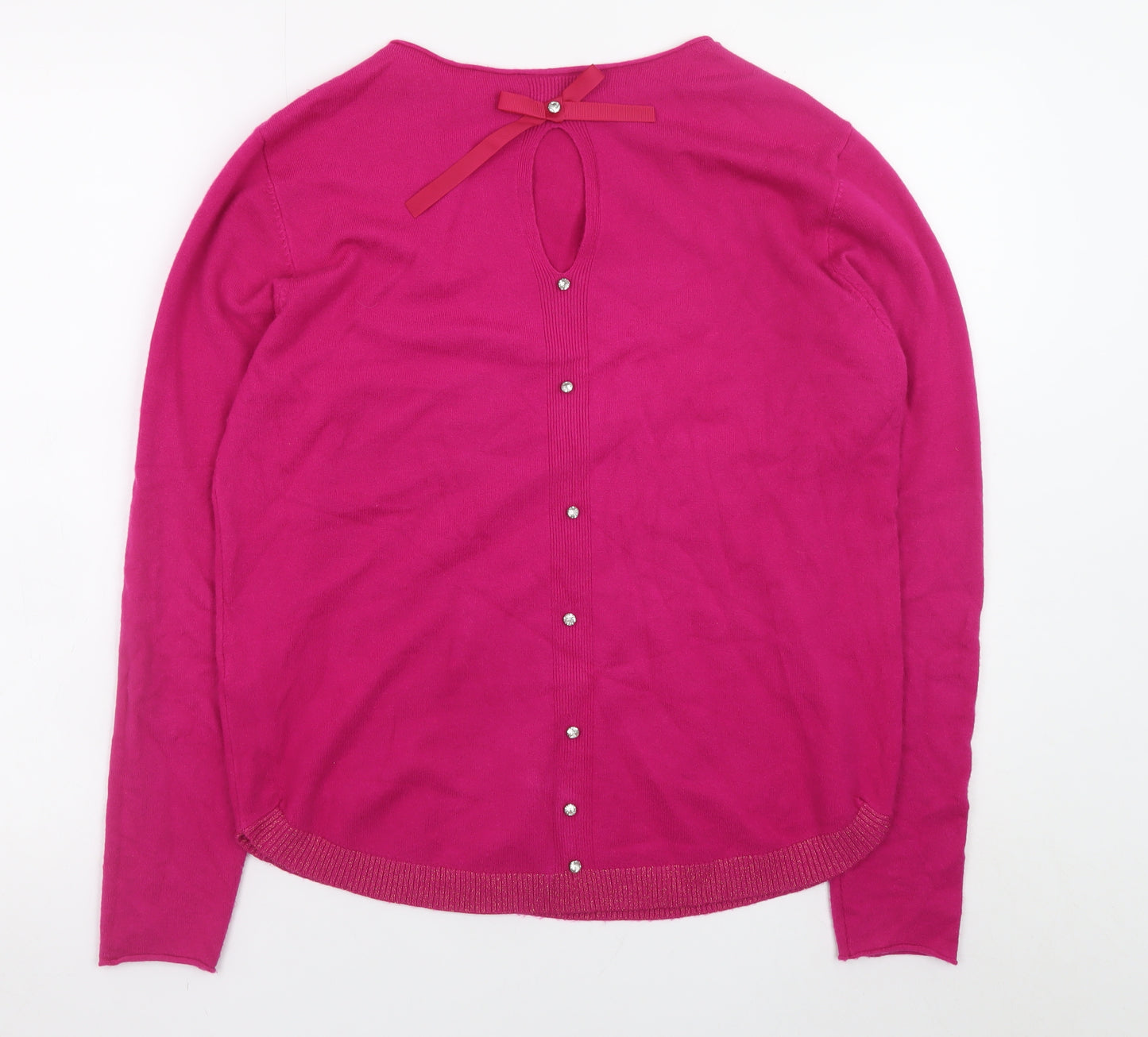 EVIS Womens Pink Long Sleeve Crew Neck Knit Jumper S