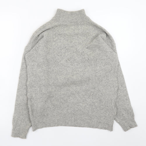 Stillishant Womens Grey High Neck Angora Wool Jumper Size 12-14