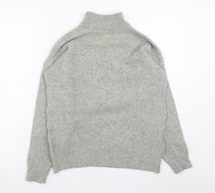 Stillishant Womens Grey High Neck Angora Wool Jumper Size 12-14