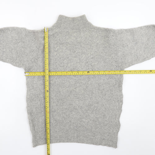 Stillishant Womens Grey High Neck Angora Wool Jumper Size 12-14