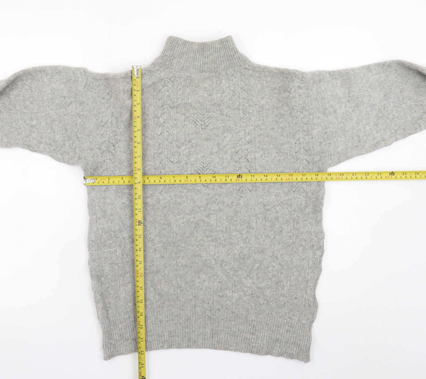 Stillishant Womens Grey High Neck Angora Wool Jumper Size 12-14