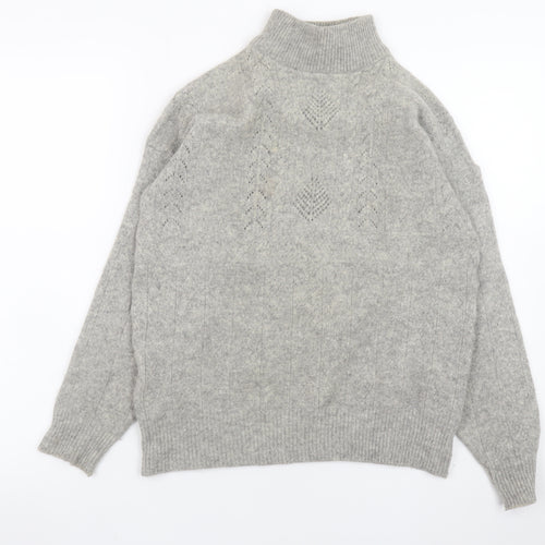 Stillishant Womens Grey High Neck Angora Wool Jumper Size 12-14