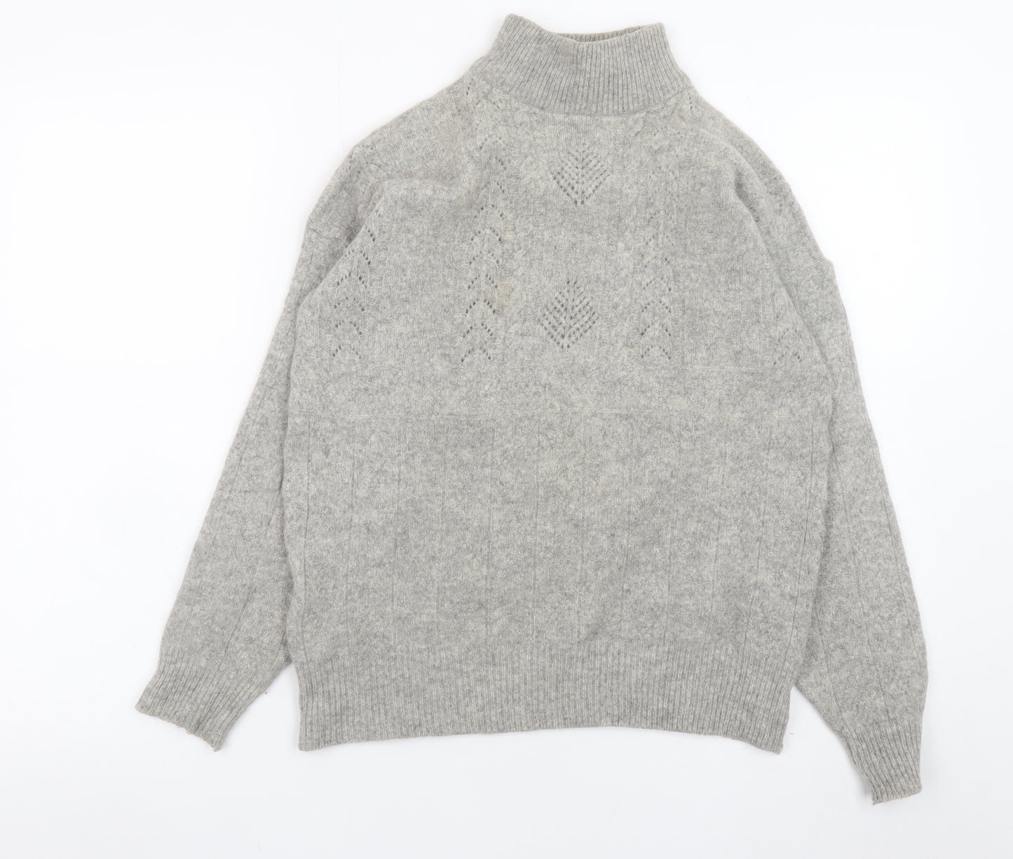 Stillishant Womens Grey High Neck Angora Wool Jumper Size 12-14