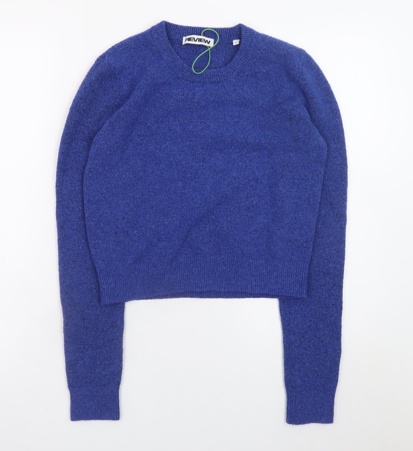 Review Womens Blue Crew Neck Knit Jumper L Long Sleeve Pullover