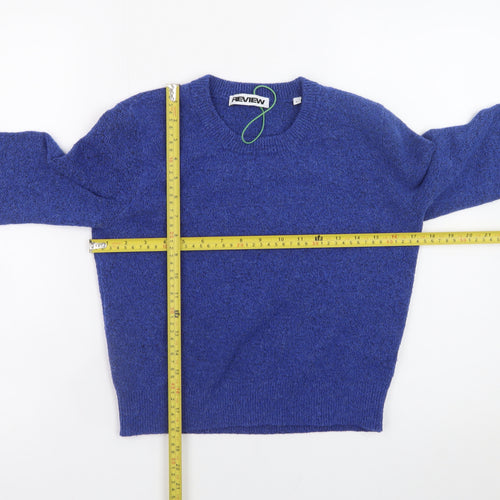 Review Womens Blue Crew Neck Knit Jumper L Long Sleeve Pullover