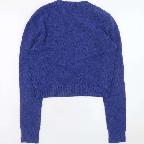 Review Womens Blue Crew Neck Knit Jumper L Long Sleeve Pullover