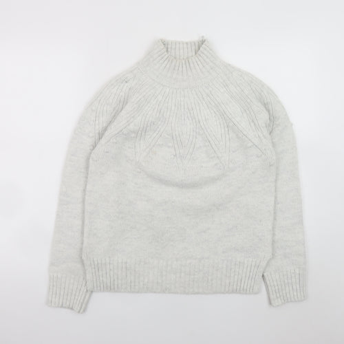 Marks and Spencer Women’s Grey High Neck Cable Knit Jumper Size S