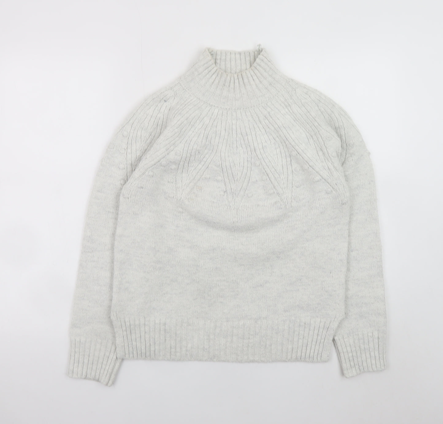 Marks and Spencer Women’s Grey High Neck Cable Knit Jumper Size S