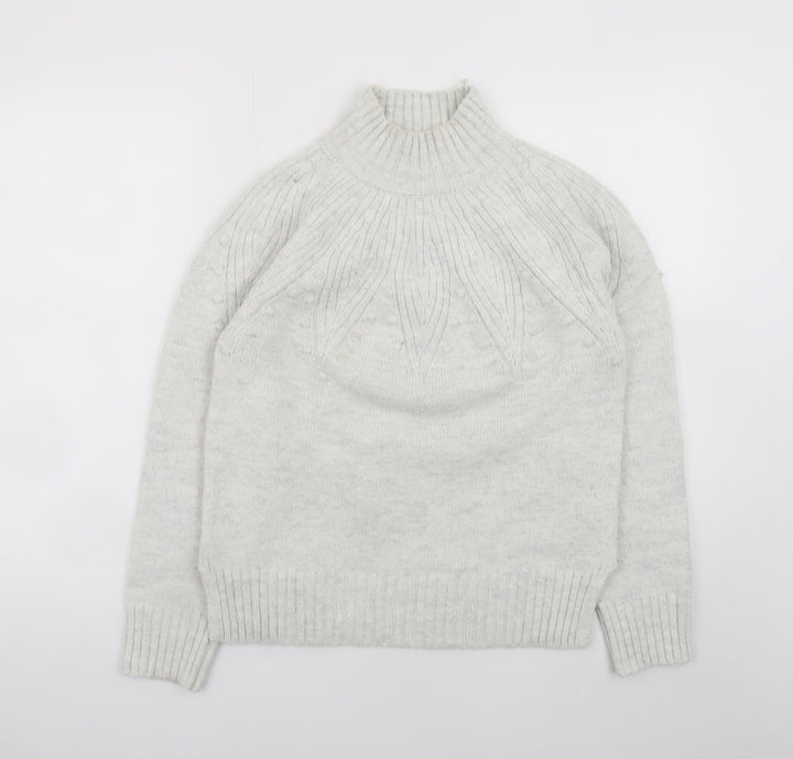 Marks and Spencer Women’s Grey High Neck Cable Knit Jumper Size S