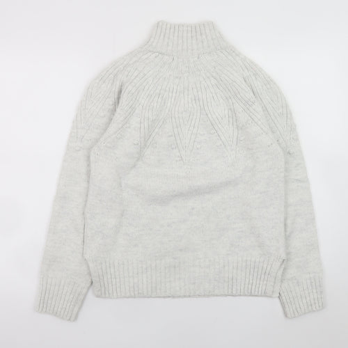 Marks and Spencer Women’s Grey High Neck Cable Knit Jumper Size S