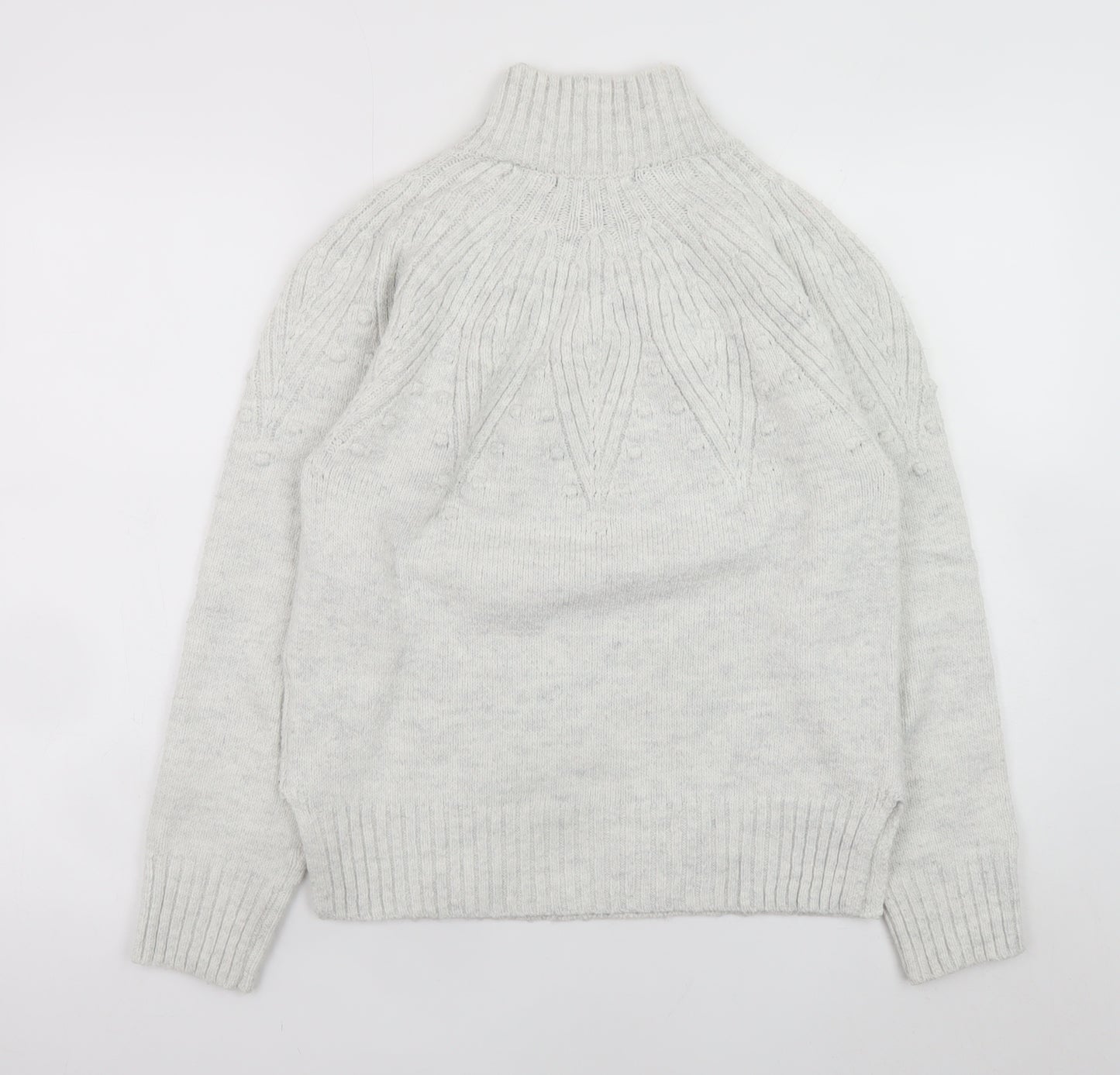 Marks and Spencer Women’s Grey High Neck Cable Knit Jumper Size S