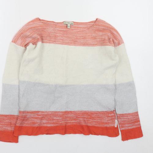 Calvin Klein Jeans Women's Multicoloured Striped Wool Blend Pullover Jumper S