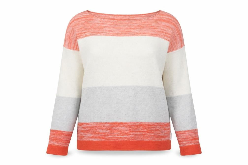 Front view of Calvin Klein Jeans Women's Multicoloured Striped Wool Blend jumper S