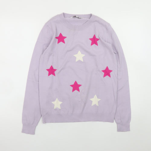 Amara Reya Women's Purple Star Knit Pullover Jumper M