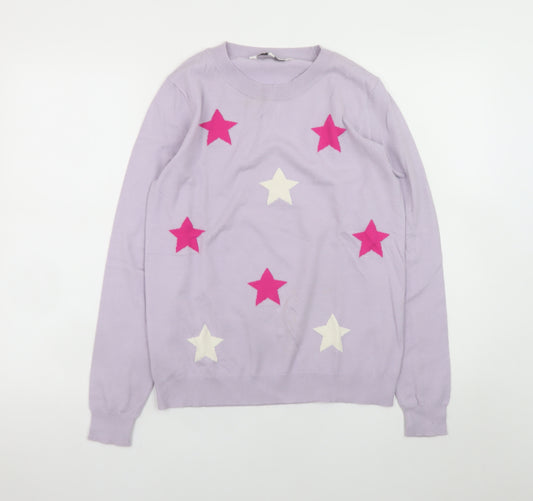 Amara Reya Women's Purple Star Knit Pullover Jumper M