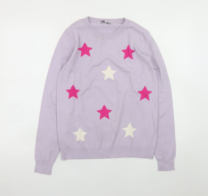 Amara Reya Women's Purple Star Knit Pullover Jumper M