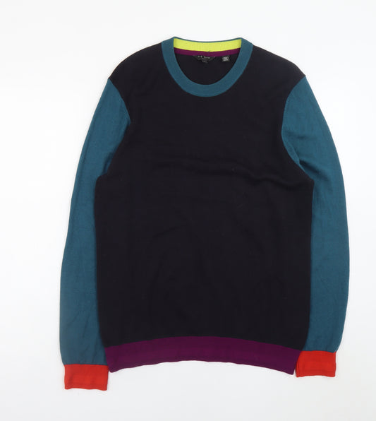 Ted Baker Women's Multicoloured Wool Crew Neck Jumper Size 14