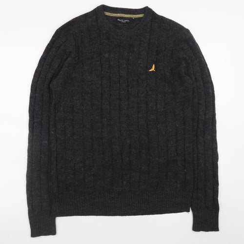 Brave Soul Men's Grey Cable Knit Crew Neck Pullover Jumper XL