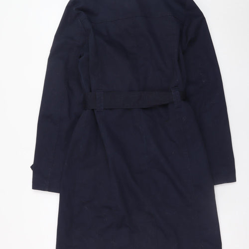 Desires Women's Blue Cotton Trench Coat Belted Long Size S