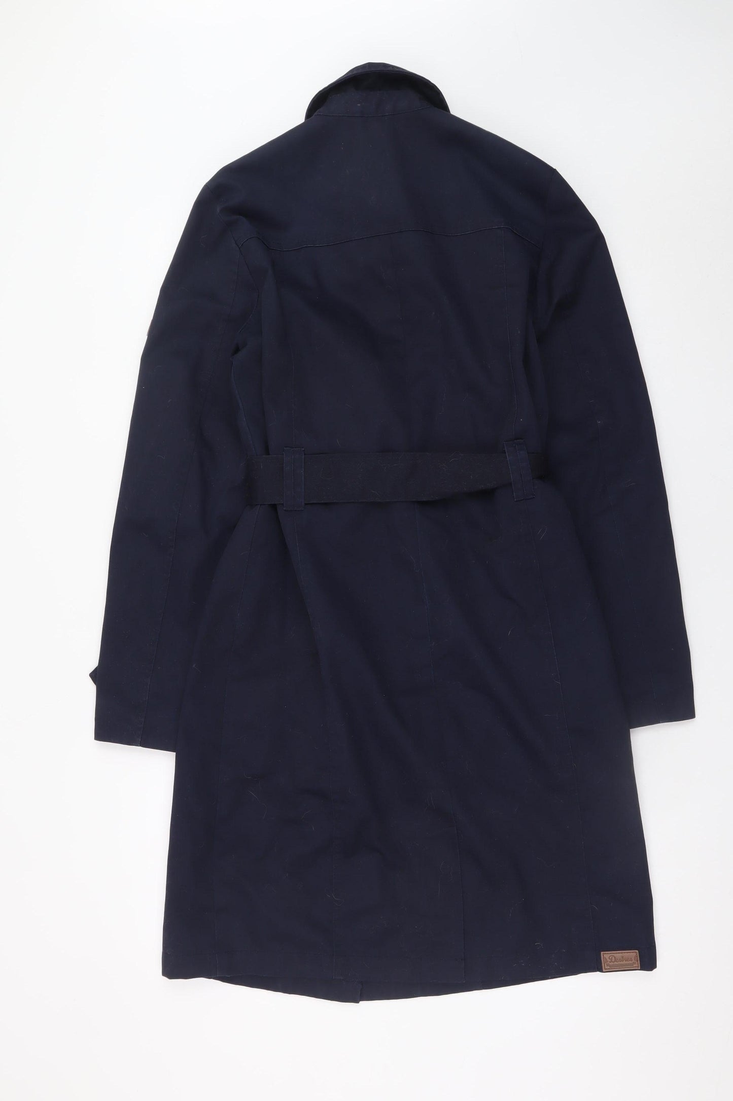 Desires Women's Blue Cotton Trench Coat Belted Long Size S