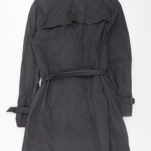 Gap Women's Grey Cotton Trench Coat L Belted Mid-Length Classic