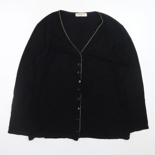 Bonmarché Women's Black V-Neck Button Cardigan S