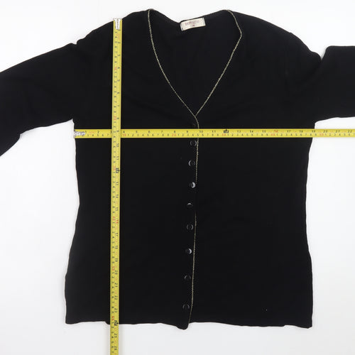 Bonmarché Women's Black V-Neck Button Cardigan S