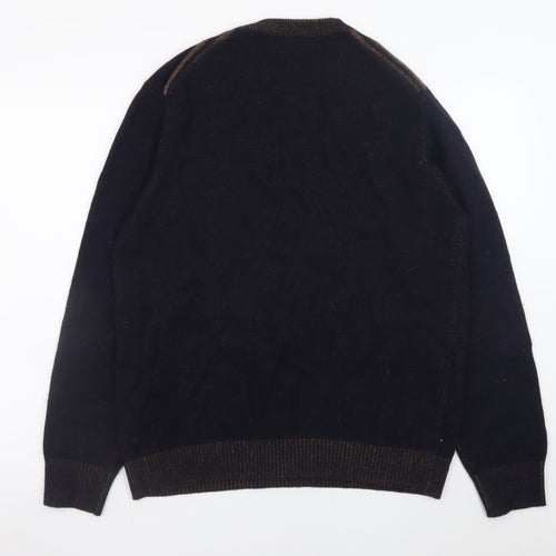 500/Denim Maison Crescent Men's Black Lambswool Blend XL Crew Jumper