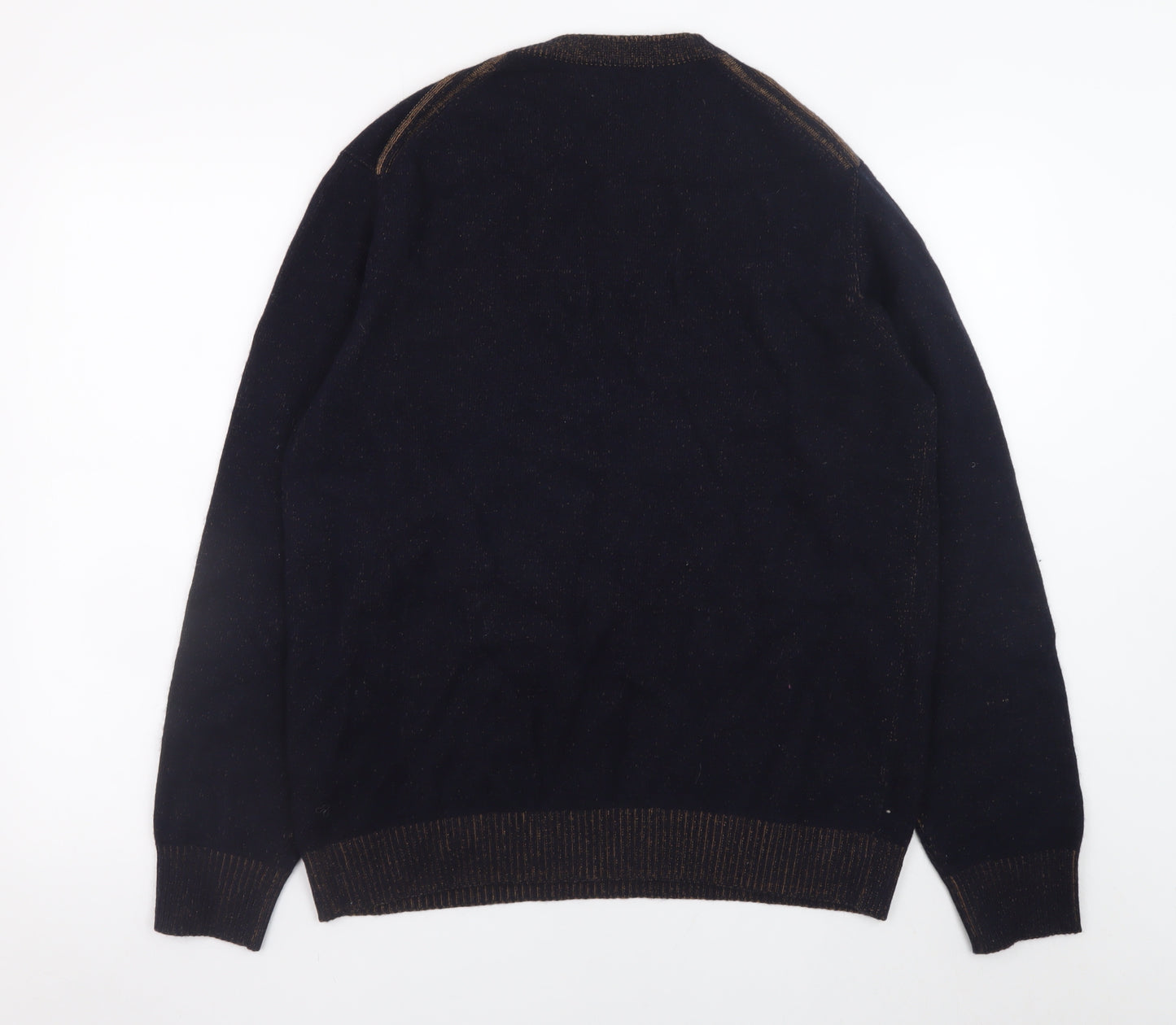 500/Denim Maison Crescent Men's Black Lambswool Blend XL Crew Jumper